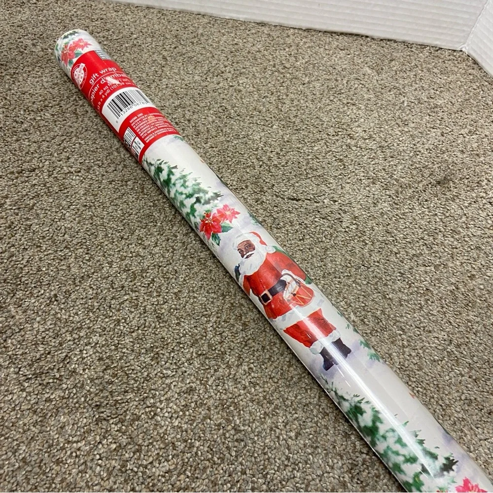 Vintage African‎ American Santa Claus Wrapping Paper 40sq ft, unopened.